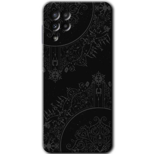 MRCİLETİSİM Samsung Galaxy A22 Kılıf Baskılı Kapak - Siyah Mandala +Tam Ekran Koruyucu