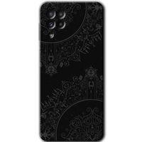 MRCİLETİSİM Samsung Galaxy A22 Kılıf Baskılı Kapak - Siyah Mandala +Tam Ekran Koruyucu