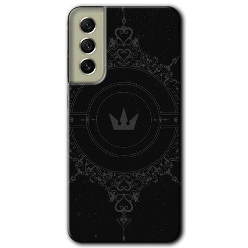 MRCİLETİSİM Samsung Galaxy S21 FE Kılıf HD Desen Baskılı Arka Kapak + Temperli Cam - Siyah Mandala 1