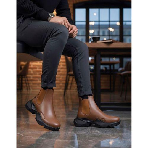 BA0444 Bağcıksız Rahat Yüksek Taban Taba Erkek Spor Yarım Bilek Bot