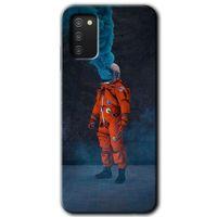 Samsung Galaxy A02s Kılıf Baskılı Kapak - Smoke Astronot + 5D Tam Kaplayan Cam