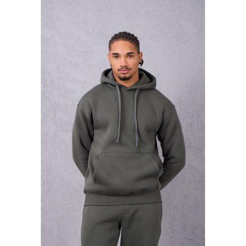 Şardonlu Kanguru Cepli Sweatshirt - 3 İplik Şardonlu Lastik Paça Erkek Eşofman Altı- Eşofman Takımı - Çam Yeşili