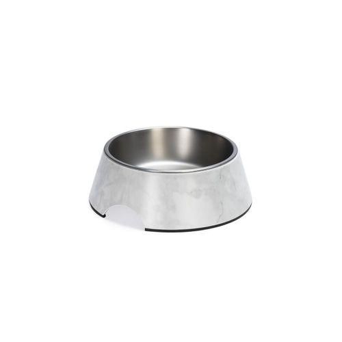 Beeztees DBL Köpek Mama Su Kabı, Mat Paslanmaz Çelik, Beyaz Mermer Görünümlü, 22cm, 700ml