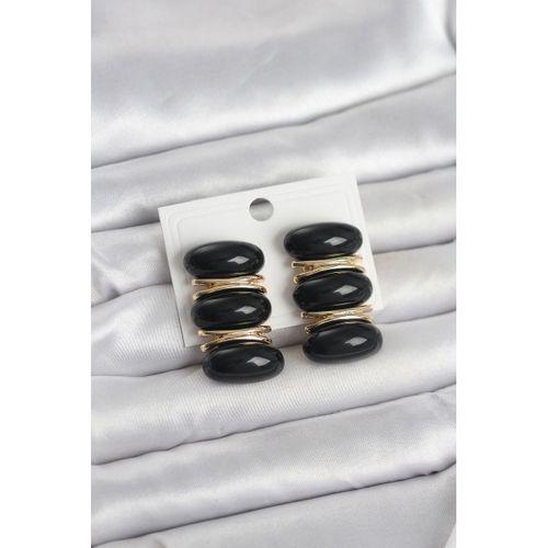 Siyah Vintage Model Gold Renk Kadın Küpe