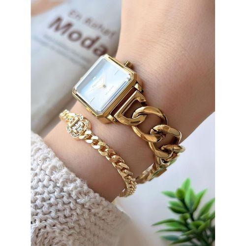 Ferrucci Kadın Kol Saati+Bileklik Özel Seri Çelik Kordon Kararma Renk Atma Yapmaz VS.BLKT.0738