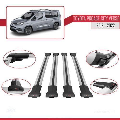 Toyota Proace City Verso 2019-2022 Arası ile uyumlu FLY Model Ara Atkı Tavan Barı GRİ 4 ADET BAR