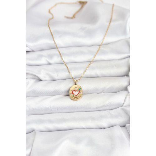 316L Çelik Zincir Gold Renk Kalp Figürlü Kadın Kolye