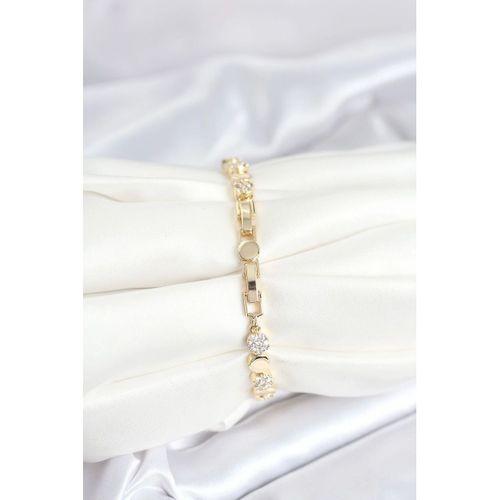 Pirinç Gold Renk Nokta Model Zirkon Taşlı Kadın Bileklik