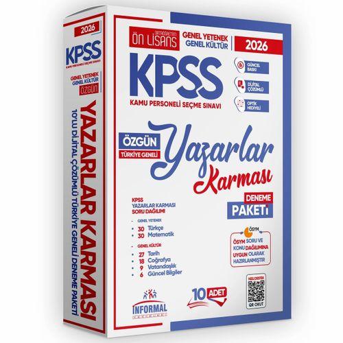 2026 KPSS ÖnLisans Yazarlar Karması GY-GK Türkiye Geneli Kurumsal 10lu Deneme Paketi Dijital Çözümlü
