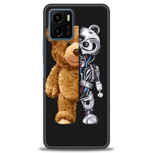 Vivo Y15S Kılıf HD Baskılı Kılıf - Ayı ve İskeleti + Tam Ekran Koruyucu