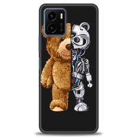 Vivo Y15S Kılıf HD Baskılı Kılıf - Ayı ve İskeleti + Tam Ekran Koruyucu