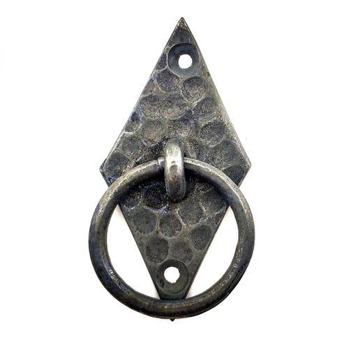 Antika Tarz Dekoratif Pirinç Dik Baklava Halka , Mobilya Kulbu - 82x41 Mm, Oksit