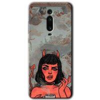 Xiaomi Mi 9T Kılıf HD Desen Baskılı Arka Kapak+Temperli Cam - Devil Girl