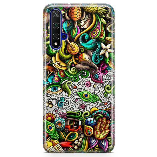 Huawei Nova 5t Kılıf Hindistan Doodle Arka Kapak Koruma Desenli Full Koruyucu