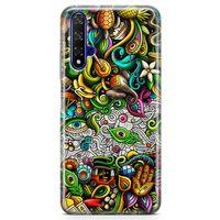 Huawei Nova 5t Kılıf Hindistan Doodle Arka Kapak Koruma Desenli Full Koruyucu