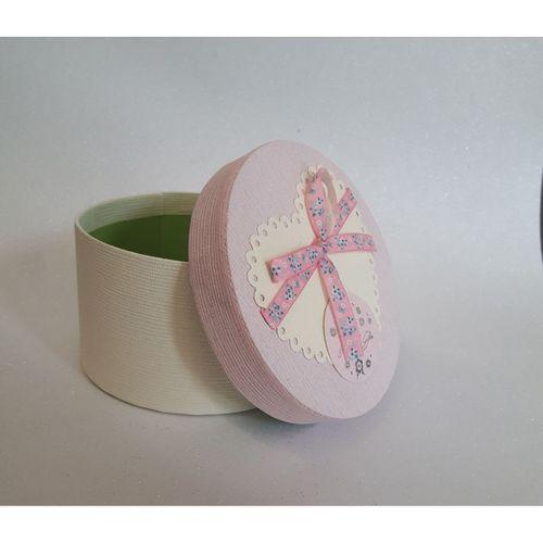 KUTU YUVARLAK PEMBE KREM 19,5CM X 19,5CM X 11CM