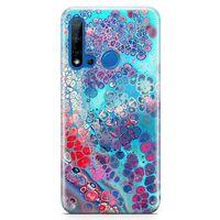 Huawei Nova 5i Kılıf Mermer Bubbles Arka Kapak Koruma Desenli Full Koruyucu