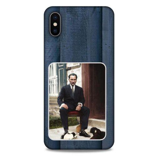 Apple iPhone XS Max Kılıf Atatürk (37) Silicone Cover Laci Ahşap