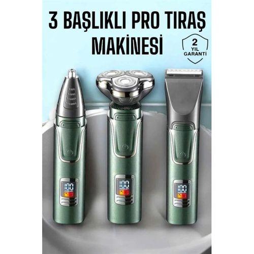 3 Başlıklı Profesyonel Saç Ve Sakal Bakım Seti Vücut, Burun Ve Kulak Tüy Alma