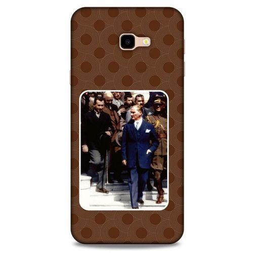 Samsung Galaxy J4 Plus Kılıf Atatürk (23) Ultra Koruma Kılıfı Kahve Yuvarlak