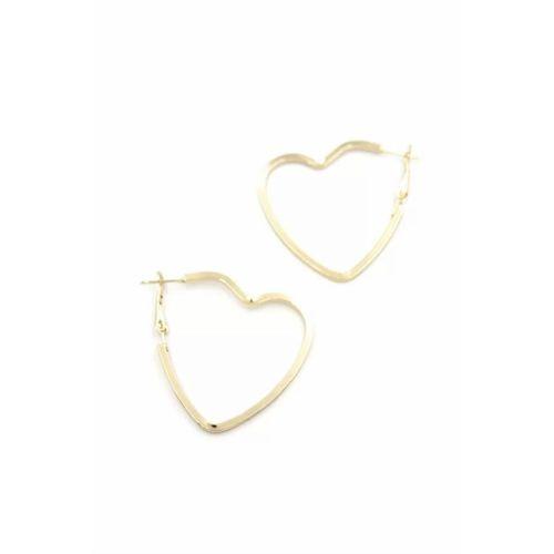 Kalp Halka Küpe - Altın