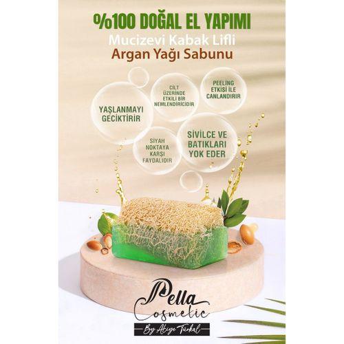 Pella %100 El Yapımı, Gliserinli, Mucizevi Doğal Kabak Lifli, Argan Yağlı Sabun 130 gr