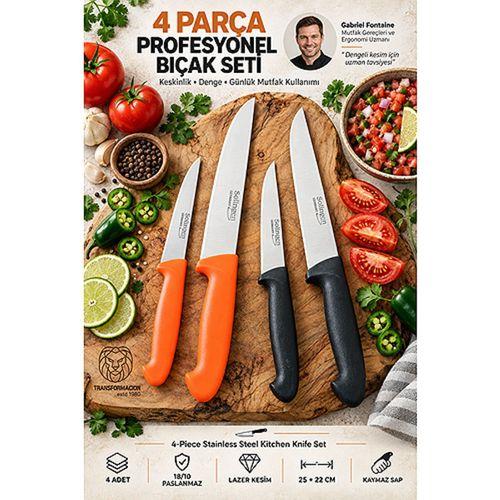 Mutfak Bıçak Seti Solingen 4 Parça Lazer Kesim Paslanmaz Çelik Meyve Sebze Soyma Et Ekmek Doğrama Bıçağı 723717