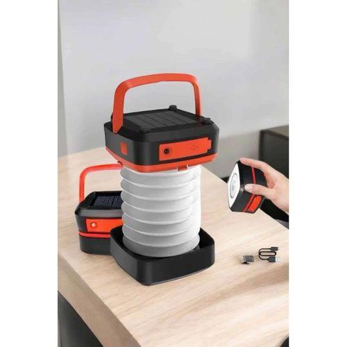 Katlanabilir Kamp Lambası Solar Fener Görünümlü 3 Kademeli Şarjlı