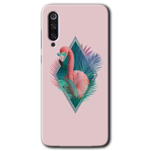 MRCİLETİSİM Xiaomi Mi 9 SE Kılıf Baskılı Kapak - Flamingo + 5D Tam Kaplayan Cam