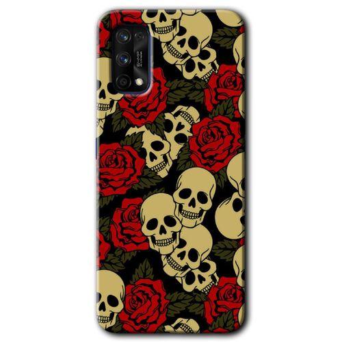 MRCİLETİSİM Realme 7 Pro Kılıf Baskılı Kapak - Kurukafa Aşk + 5D Tam Kaplayan Cam