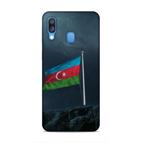Samsung Galaxy A40 Uyumlu Kılıf Azarbaijan (27) Tasarımlı Kılıf Mavi Beyaz