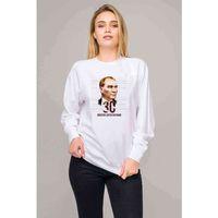 30 Ağustos Zafer Bayrami Ulu Önder Baskılı Beyaz Kadın Sweatshirt