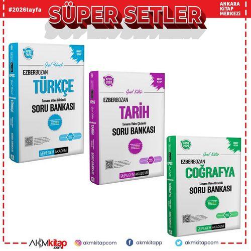 Pegem Yayınları 2026 KPSS Ezberbozan Tarih Coğrafya ve Türkçe Soru Bankası Seti 3 Kitap