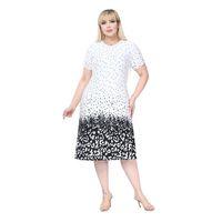 Melsay Butik Beyaz Puanlı Leopar Desen A Kesim Midi Elbise