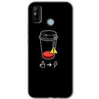 MRCİLETİSİM Tecno Spark 6 Go Kılıf HD Desen Baskılı Arka Kapak+Temperli Cam - Coffee Battery