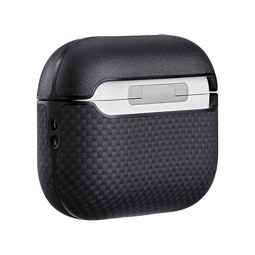 Apple Airpods Pro 3 Kılıf 1500D Aramid Fiber Pitaka Ultra-Slim Classic Serisi Black-Grey Twill Kapak