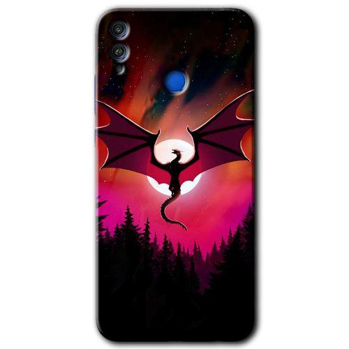 MRCİLETİSİM Honor 8x Kılıf HD Desen Baskılı Arka Kapak + Temperli Cam - Dragon Night