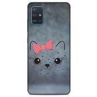 Lopard Samsung Galaxy A51 Uyumlu Kılıf Kediler (13) Silikon Kap Papyonlu