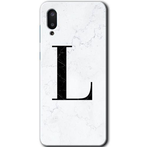 Samsung Galaxy A02 Kılıf Baskılı Kapak - Beyaz Mermer Desenli L Harfi +Tam Ekran Koruyucu