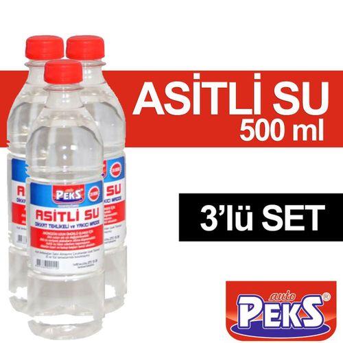 ASİTLİ SU 500 ml  - 3 Adet (Akü Asidi, Akü Suyu)