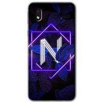 MRCİLETİSİM Samsung Galaxy A01 Core Kılıf Baskılı Kapak - Dark Neon Yaprak N Harfi + 5D Tam Kaplayan Cam