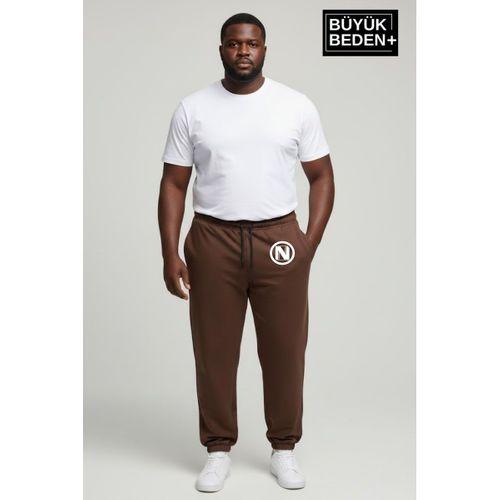 Erkek Büyük Beden N Logolu Paça Lastikli Rahat Kesim Jogger İnce Eşofman Altı SPR26BEA951-4