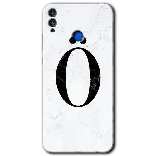 Honor 8x HD Baskılı Kılıf + 9D Tam Ekran Koruyucu - Beyaz Mermer Desenli Ö Harfi