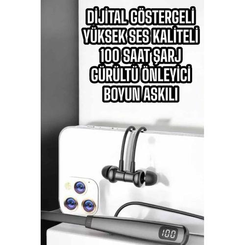 Boyun Askılı Bluetooth Kulaklık Uzun Şarj Süreli Dijital Göstergeli Kablolu
