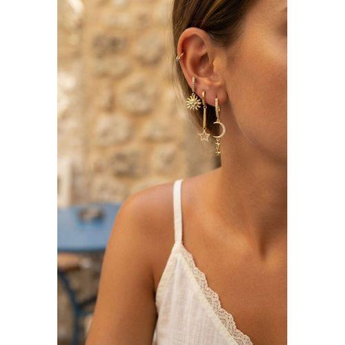 3 lü Set Ay Yıldız ve Güneş Model Gold Renk Kadın Küpe