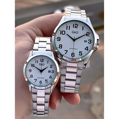 Q&Q Çelik Kordon 2 Yıl Garantili 3 Atm Suya Dayanıklı Sevgili Ve Ciftlere Özel Kol Saati QQ.CF001.1