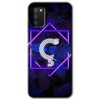 Galaxy A02s Kılıf HD Desen Baskılı Arka Kapak - Dark Neon Yaprak Ç Harfi