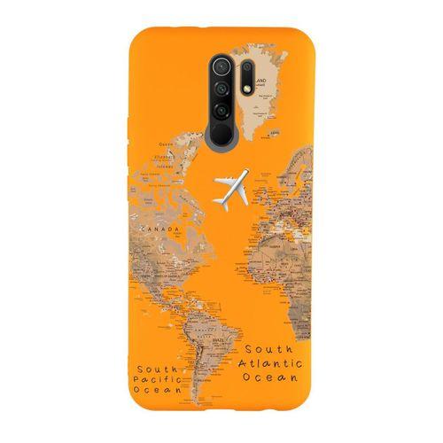 Xiaomi Redmi 9 Uyumlu Dünya Harita Desenli Premium Silikonlu Lansman Telefon Kılıfı
