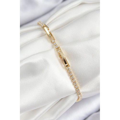 Pirinç Zirkon Taşlı Sonsuzluk Kalp Model Gold Renk Kadın Bileklik