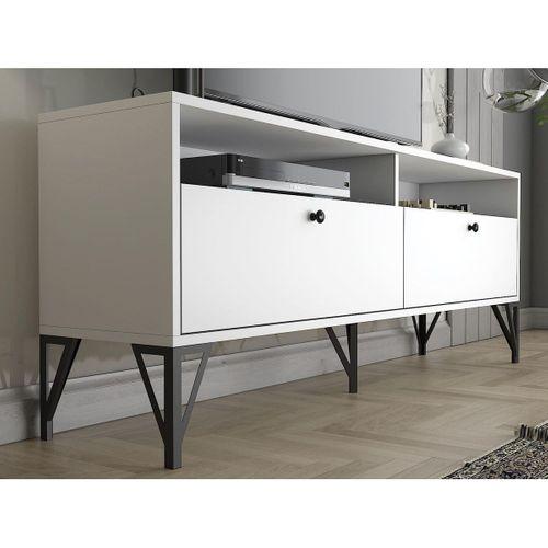 Wood'n Love Astreo 160 Cm Metal Ayaklı Tv Ünitesi - Beyaz / Siyah